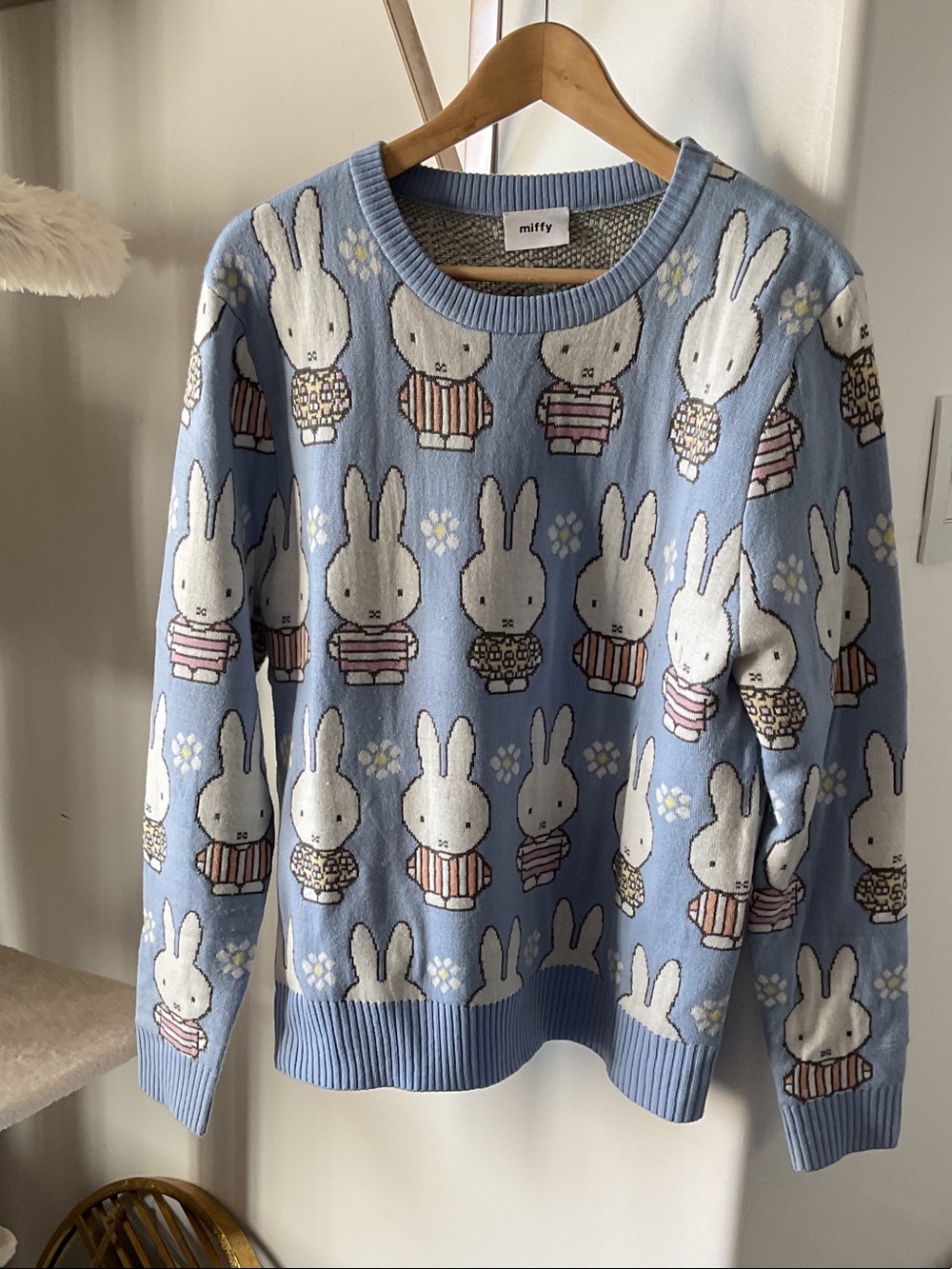 miffy Rabbit Print Crewneck Sweater in Blue